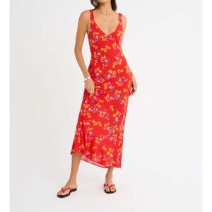 Rumored "Sunnyside" Midi Dress in red, size XS